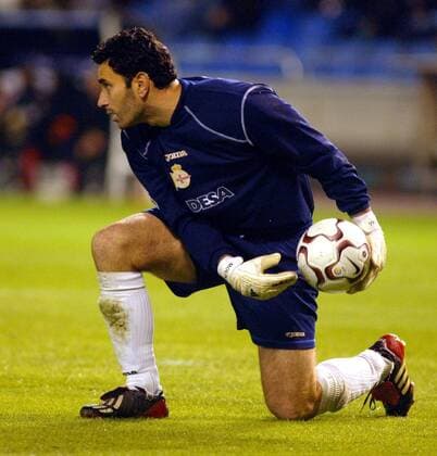 Torwart Francisco Molina (La Coruna) mit Ball Fußball EC 1 Herren Champions League 2003 2004, Deportivo La Coruna, Primera Division, 1. Spanische Liga, Vdig Einzelbild La Coruna  