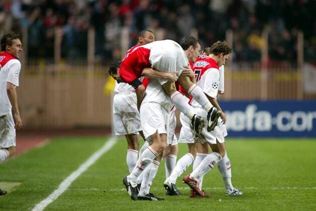 Torjubel Monaco Fußball EC 1 Herren Champions League 2003 2004, AS Monaco Gruppe Monte Carlo Freude, Begeisterung,  