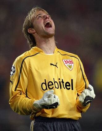 Torwart Timo Hildebrand (Stuttgart) - Torjubel Fußball EC 1 Herren Champions League 2003 2004, VfB Stuttgart, Einzelbild Stuttgart Glück, Freude, Begeisterung,