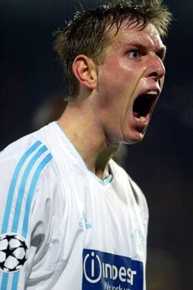 Stepan Vachousek (Marseille) brüllt seinen Ärger raus Fußball EC 1 Herren Champions League 2003 2004, Olympique Marseille, OM, Porträt Marseille Enttäuschung, Wut,  