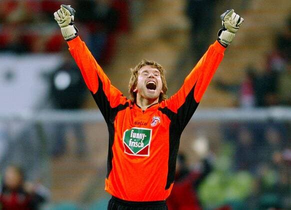 Torwart Stefan Wessels (Köln) - Torjubel Fußball 1. BL Herren Saison 2003 2004, München - 1. FC Köln 2:2 Einzelbild München Begeisterung, Freude,