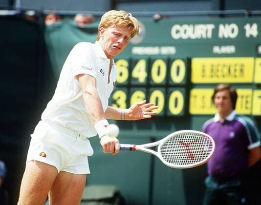 Boris Becker (BRD) - Rückhand Tennis Herren All England Championships 1985, ATP-Tour, Grand Slam Einzelbild Wimbledon London
