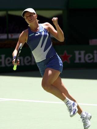 Kim Clijsters (Belgien) - Jubel Tennis Damen Australian Open 2004, Grand Slam, WTA-Tour, Hartplatz, Hardcourt, Hartplatztennis, Hartplatzturnier Einzelbild Melbourne Freude,