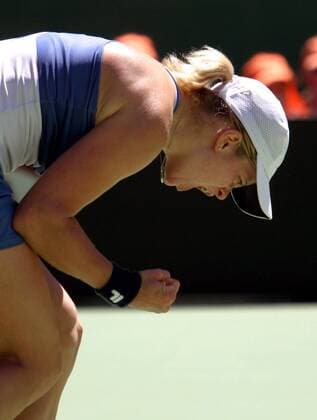 Kim Clijsters (Belgien) schreit ihren Jubel heraus Tennis Damen Australian Open 2004, Grand Slam, WTA-Tour Einzelbild Melbourne Freude, Begeisterung,