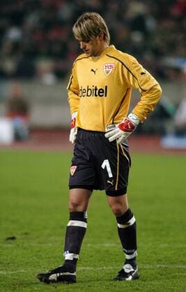 Torwart Timo Hildebrand (Stuttgart) enttäuscht Fußball EC 1 Herren Champions League 2003 2004, VfB Stuttgart, Vdig Einzelbild Stuttgart Enttäuschung, Nachdenklichkeit,