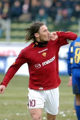 Francesco Totti (Roma) - Torjubel Fußball Herren Serie A 2003 2004, 1. Italienische Liga, Parma - AS Rom 1:4, Vdig Einzelbild Parma Freude,