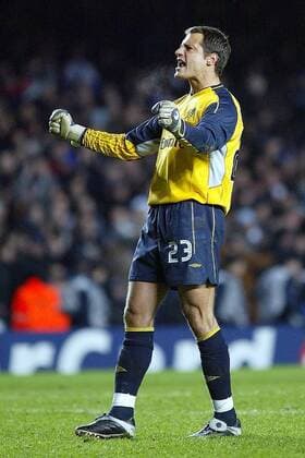 Torwart Carlo Cudicini (Chelsea) - Jubel Fußball EC 1 Herren Champions League 2003 2004, Achtelfinale, Chelsea FC London, Einzelbild London Freude,