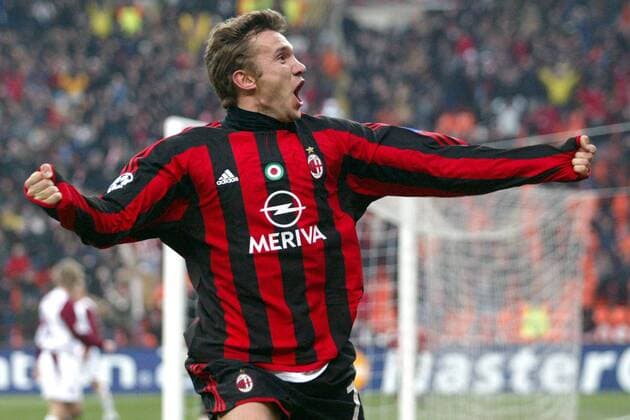 Andrej Schewtschenko (Milan) - Torjubel Fußball EC 1 Herren Champions League 2003 2004, Achtelfinale, AC Mailand, Emotionen, Einzelbild Mailand Freude, Begeisterung,