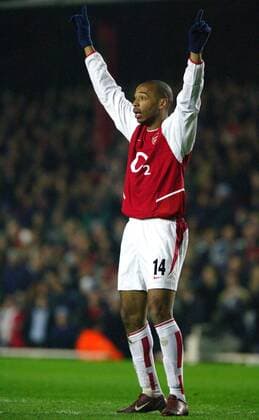 Thierry Henry (Arsenal) - Torjubel Fußball EC 1 Herren Champions League 2003 2004, Achtelfinale, Arsenal FC London, Einzelbild London Freude,