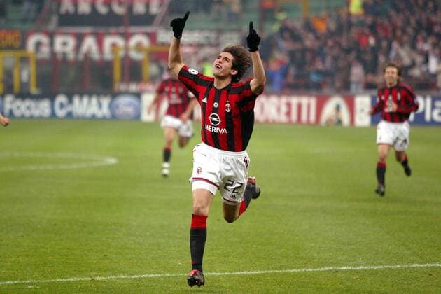 Torschütze Kaka (Milan) jubelt Fußball EC 1 Herren Champions League 2003 2004, AC Mailand, Viertelfinale, Vdig Einzelbild Mailand Freude, Begeisterung,