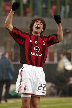 Torschütze Kaka (Milan) jubelt Fußball EC 1 Herren Champions League 2003 2004, AC Mailand, Viertelfinale, Vdig Einzelbild Mailand Begeisterung, Freude,
