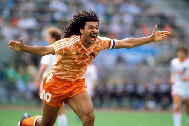 Ruud Gullit (Niederlande) - Torjubel Fußball EM Herren DEUTSCHSPRACHIGE SPORTZEITSCHRIFTEN UND -ZEITUNGEN NUR NACH RÜCKSPRACHE, Europameisterschaft 1988 Einzelbild Nationalmannschaft, Nationalteam, Nationaltrikot München Begeisterung, Freude,
