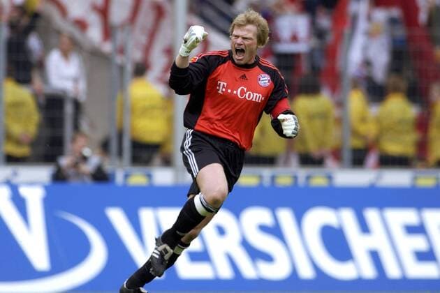Torjubel Oliver Kahn (Bayern) - Emotionen pur beim Torjubel Fußball 1. BL Herren Saison 2003 2004, Köln - FC Bayern München 1:2 Einzelbild Köln Kampf, Begeisterung, Freude,
