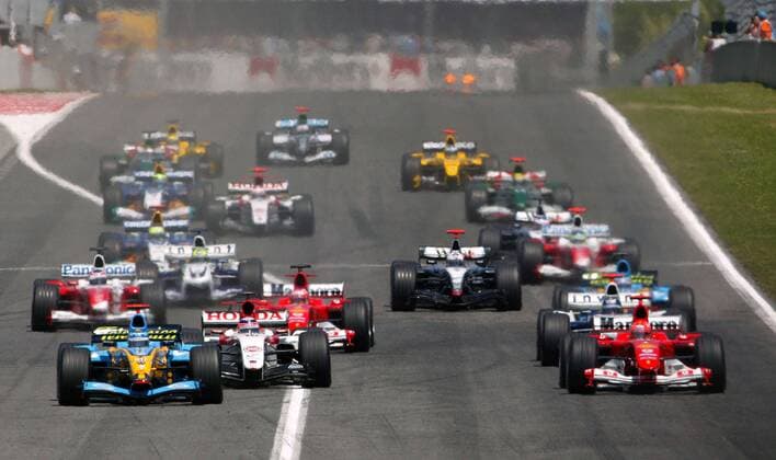 Start zum Großen Preis von Spanien 2004 Motorsport Grand Prix Herren Großer Preis von Spanien 2004, Formel 1 Weltmeisterschaft, F1, F, GP, WM, Vdig Totale Circuit de Catalunya Barcelona Dynamik,