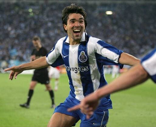 Deco (Porto) - Torjubel Fußball EC 1 Herren Champions League Finale 2003 2004, Endspiel, FC Porto Einzelbild Gelsenkirchen Freude, Begeisterung,