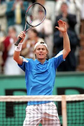 Lleyton Hewitt (Australien) jubelt Tennis Herren French Open 2004, ATP-Tour, Grand Slam Einzelbild Roland Garros Paris Freude,  