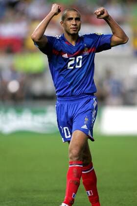 David Trezeguet (Frankreich) - Torjubel Fußball EM Herren Euro 2004, Europameisterschaft, Länderspiel, Nationalmannschaft, Nationalteam, Gruppe B Einzelbild Leiria Freude,  