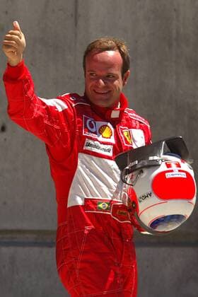 Rubens Barrichello (Brasilien Ferrari) freut sich über seine Pole Position Motorsport Grand Prix Herren Großer Preis der USA 2004, Formel 1 Weltmeisterschaft, F1, F, GP, WM Einzelbild Indianapolis Speedway Indianapolis Freude,