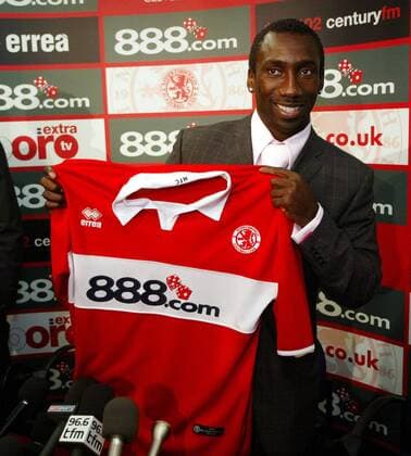 Neuzugang Jimmy Floyd Hasselbaink (FC Middlesbrough) wird der Öffentlichkeit präsentiert Fußball Herren English Premier League 2004 2005, 1. Englische Liga, FC Middlesbrough Einzelbild Jerrel, Middlesbrough Freude,