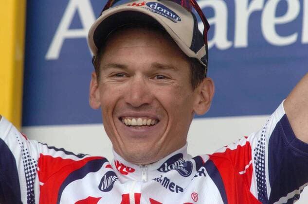 Etappensieger Robbie McEwen (Australien Lotto Domo) Radsport Herren Tour de France 2004, Straßenradsport, Straße, Rad Porträt 9. Etappe: Saint-Leonard-de-Noublat - Gueret Freude,  
