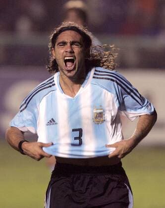 Torschütze Juan Pablo Sorin (Argentinien) jubelt - VERÖFFENTLICHUNGSRECHTE NUR FÜR DEUTSCHE MEDIEN Fußball Länderspiel Herren Copa America 2004, Amerika, Südamerikameisterschaft, Südamerika-Meisterschaft, Halbfinale Einzelbild Torjubel Lima, Länderspiel Freude, Begeisterung,