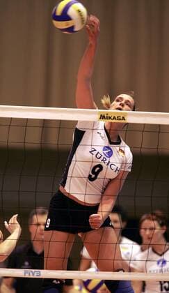 Christina Benecke (Deutschland) - Schmetterball Volleyball Länderspiel Damen World Grand Prix 2004, Länderspiel, Nationalmannschaft, Nationalteam, Nationaltrikot Einzelbild Rostock