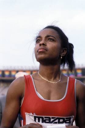 Evelyn Ashford (USA) stolz Leichtathletik Damen Goodwill Games 1986, Meeting, Leichtathletikmeeting, Sportfest, Leichtathletiksportfest, Vdia Porträt Moskau