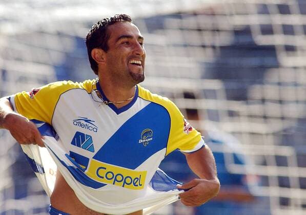 Christian Patino (Dorados de Culiacan) - Torjubel Fußball Herren Primera Division Profesional 2004 2005, 1. Mexikanische Liga, Dorados de Culiacan, Vdig Einzelbild Mexico City, Mexiko Stadt Freude,