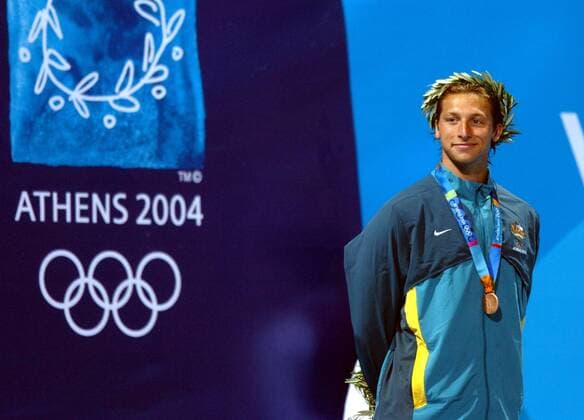 Ian Thorpe (Australien) wird Dritter über 100m Freistil Schwimmen OS Sommer Herren Olympische Sommerspiele Athen 2004, Olympia, Olympiade, Spiele, Schwimmsport Einzelbild Maroussi