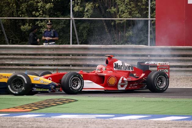 Michael Schumacher (Deutschland Ferrari) mit einem Dreher Motorsport Grand Prix Herren Großer Preis von Italien 2004, Formel 1 Weltmeisterschaft, F1, F, GP, WM Gruppe Autodromo Nazionale Monza