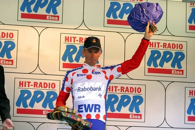 Erik Dekker (Niederlande Rabobank) im Trikot des Führenden der Bergwertung Radsport Herren Internationale Rheinland-Pfalz-Rad-Rundfahrt 2004, Straßenradsport, Straße, Rad, Vdig, Einzelbild 2. Etappe Worms - Mainz