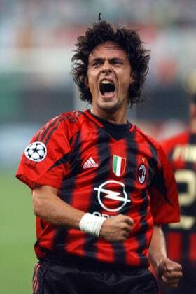 Filippo Inzaghi (Milan) - Torjubel Fußball EC 1 Herren Champions League 2004 2005, AC Mailand Einzelbild Mailand Glück, Begeisterung, Freude,
