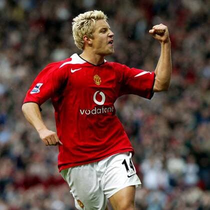 Alan Smith (Manchester United) - Torjubel Fußball Herren English Premier League 2004 2005, 1. Englische Liga, Manchester United FC, ManU Einzelbild Manchester Begeisterung, Freude,