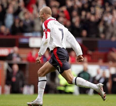 David Beckham (England) - Torjubel Fußball Länderspiel Herren Qualifikation 2004, Länderspiel, Einzelbild Manchester Freude,