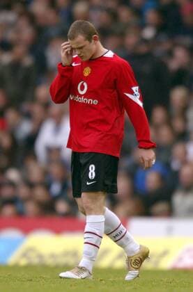 Wayne Rooney (Manchester United) nachdenklich Fußball Herren English Premier League 2004 2005, 1. Englische Liga, Manchester United FC, ManU, Vdig, Einzelbild Birmingham Nachdenklichkeit, Enttäuschung