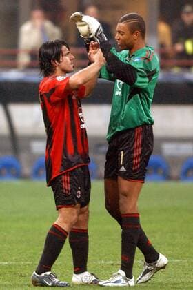 Gennaro Gattuso (li.) und Torwart Dida (beide Milan) - Schlussjubel Fußball EC 1 Herren Champions League 2004 2005, AC Mailand Gruppe Mailand