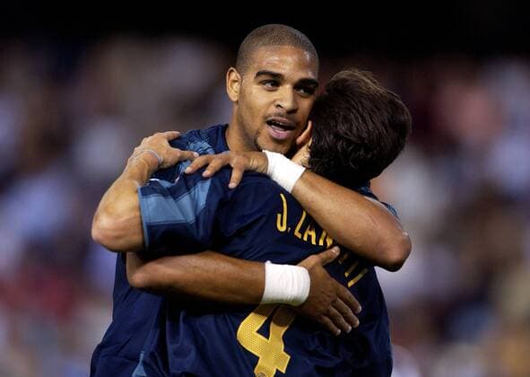Adriano (li.) und Javier Zanetti (Inter) - Torjubel Fußball EC 1 Herren Champions League 2004 2005, Internazionale Mailand Gruppe Valencia Freude,