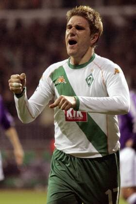 Ivan Klasnic (Bremen) - Torjubel Fußball EC 1 Herren Champions League 2004 2005, SV Werder Bremen Einzelbild Bremen Freude, Begeisterung,