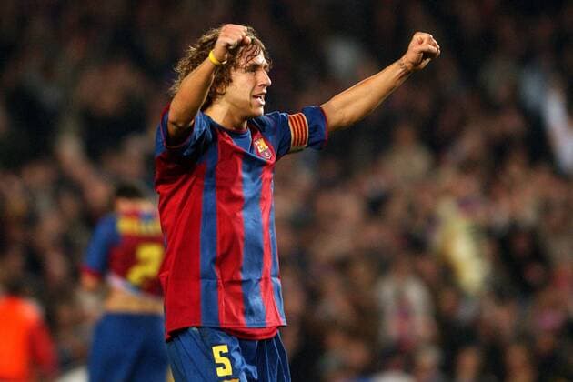 Carles Puyol (FC Barcelona) - Torjubel Fußball EC 1 Herren Champions League 2004 2005, FC Barcelona, Barca, Vdig Einzelbild Barcelona Freude,
