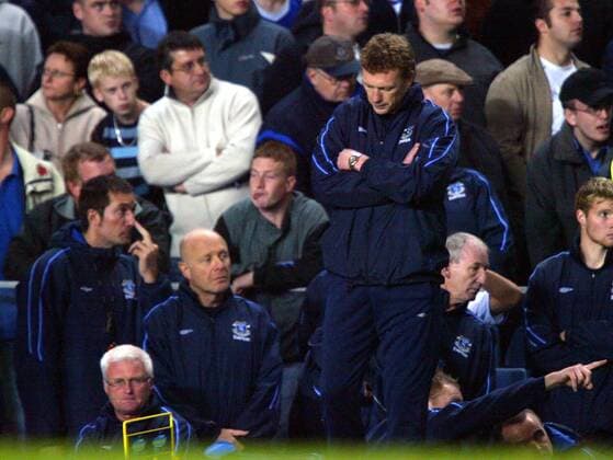 Trainer David Moyes (Everton) enttäuscht Fußball Herren English Premier League 2004 2005, 1. Englische Liga, FC Everton, Vdig, Gruppe London Enttäuschung, Nachdenklichkeit,