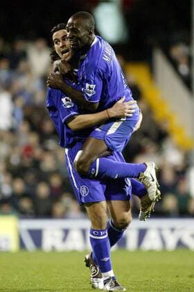 Tiago (li.) und Claude Makelele (beide Chelsea) - Torjubel - PUBLICATION ONLY FOR GERMAN SWISS AND AUSTRIAN MEDIA Fußball Herren English Premier League 2004 2005, 1. Englische Liga, Chelsea FC London, Vdig Gruppe London Freude,