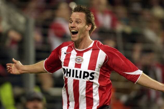 Andre Ooijer (Eindhoven) - Torjubel Fußball EC 1 Herren Champions League 2004 2005, PSV Eindhoven Einzelbild Eindhoven Begeisterung, Freude,