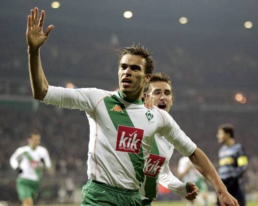 Valerien Ismael (li.) und Klose (beide Bremen) - Torjubel Fußball EC 1 Herren Champions League 2004 2005, SV Werder Bremen Gruppe Bremen Freude, Begeisterung,