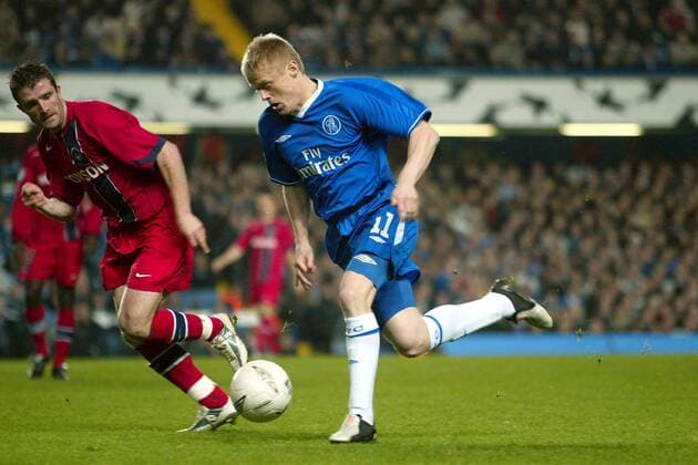 Damien Duff (Chelsea, re.) gegen Stephane Pichot (Paris St. Germain) Fußball EC 1 Herren Champions League 2004 2005, Chelsea FC London - Paris Saint Germain 0:0, PSG Gruppe pan7767 London, Damian Dynamik,  