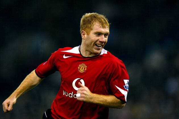 Paul Scholes (Manchester United) - Torjubel Fußball Herren English Premier League 2004 2005, 1. Englische Liga, Manchester United, ManU, Vdig Einzelbild West Bromwich Freude,