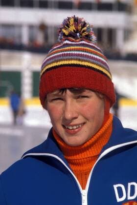 Karin Enke (DDR) Eisschnellauf OS Winter Damen Olympische Winterspiele 1980, Olympia, Olympiade, Spiele, Eisschnelllauf, Eisschnellaufen, Vdia Porträt Lake Placid