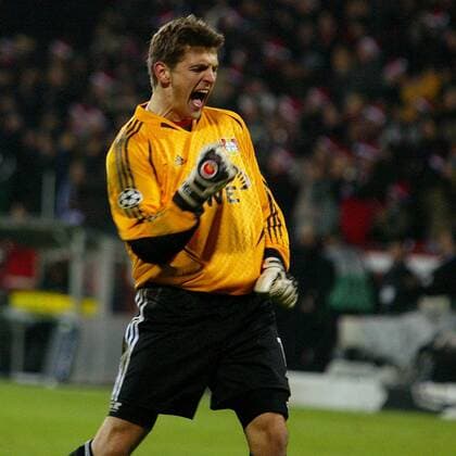 Torwart Hans Jörg Butt (Leverkusen) - Torjubel Fußball EC 1 Herren Champions League 2004 2005, Bayer 04 Leverkusen Einzelbild Leverkusen Freude, Begeisterung,