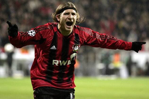 Andrej Voronin (Leverkusen) - Torjubel Fußball EC 1 Herren Champions League 2004 2005, Bayer 04 Leverkusen Einzelbild Leverkusen Begeisterung, Freude,