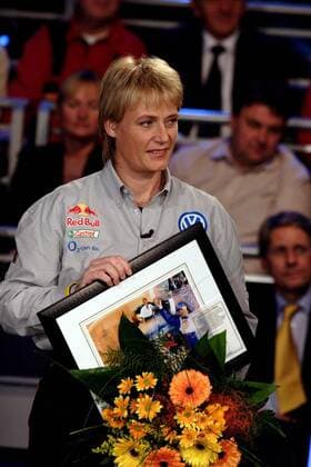 Jutta Kleinschmidt (Volkswagen) zu Gast im ZDF Sportstudio Motorsport Damen ZDF Sportstudio 2004, Sendung, Fernsehsendung, Sportsendung, Vdig Einzelbild Mainz