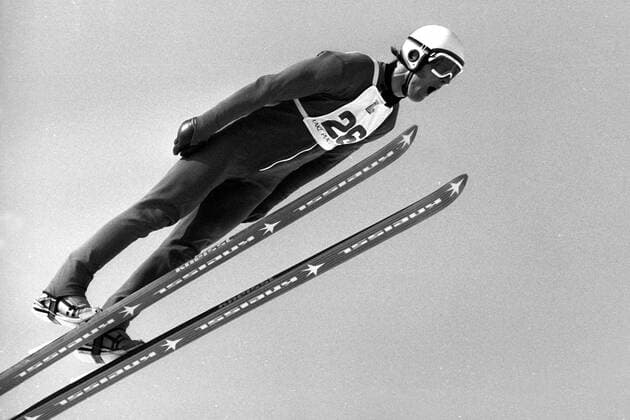 Ulrich Wehling (DDR) Nordische Kombination OS Winter Herren Olympische Winterspiele 1980, Olympia, Olympiade, Spiele, Skispringen, Skisprung, Vsw, Vneg Einzelbild Lake Placid